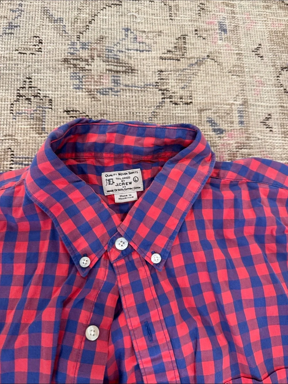 J. Crew Red and Blue Button-Down Plaid Shirt